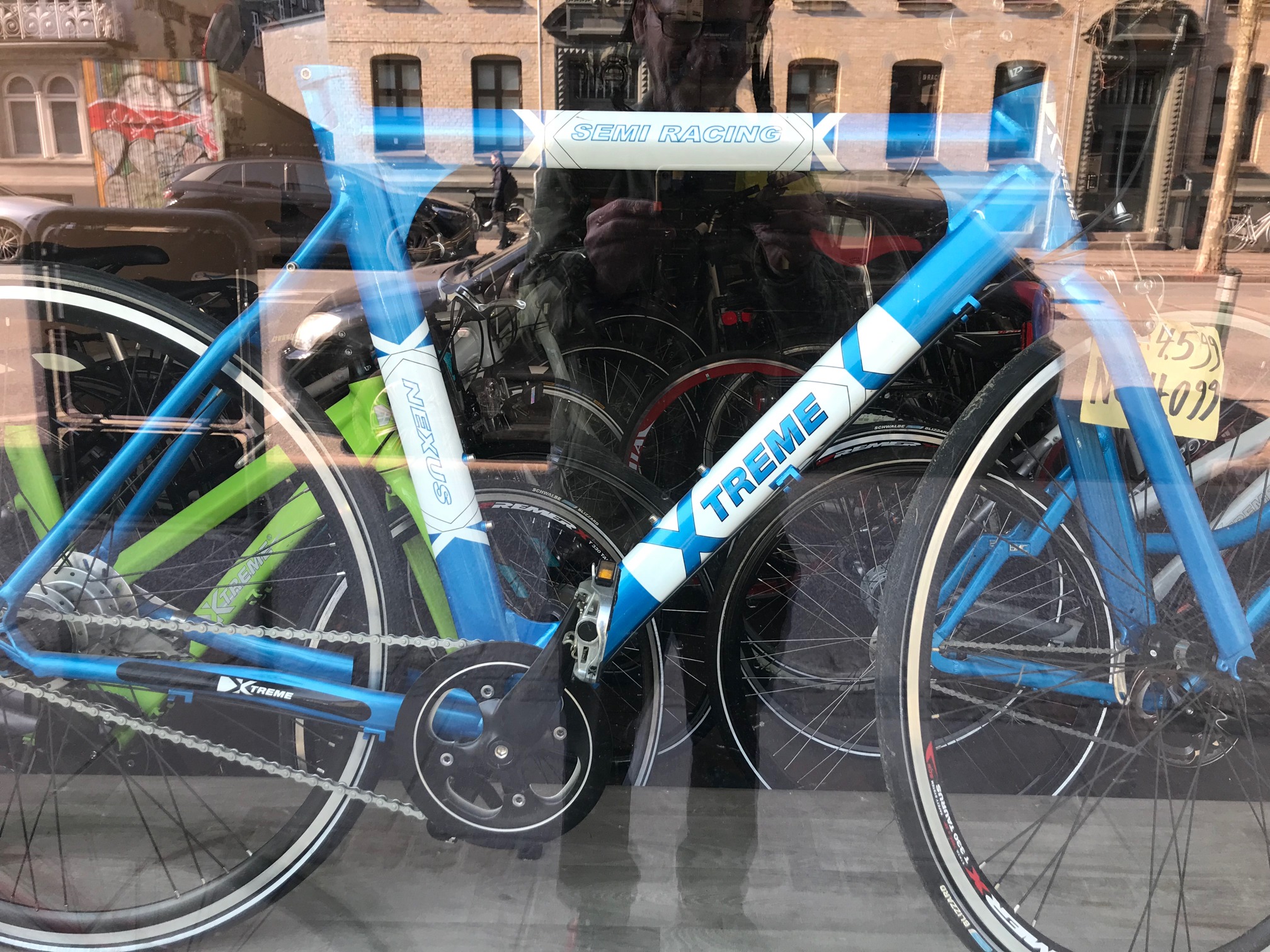 Row of refurbished bicycles